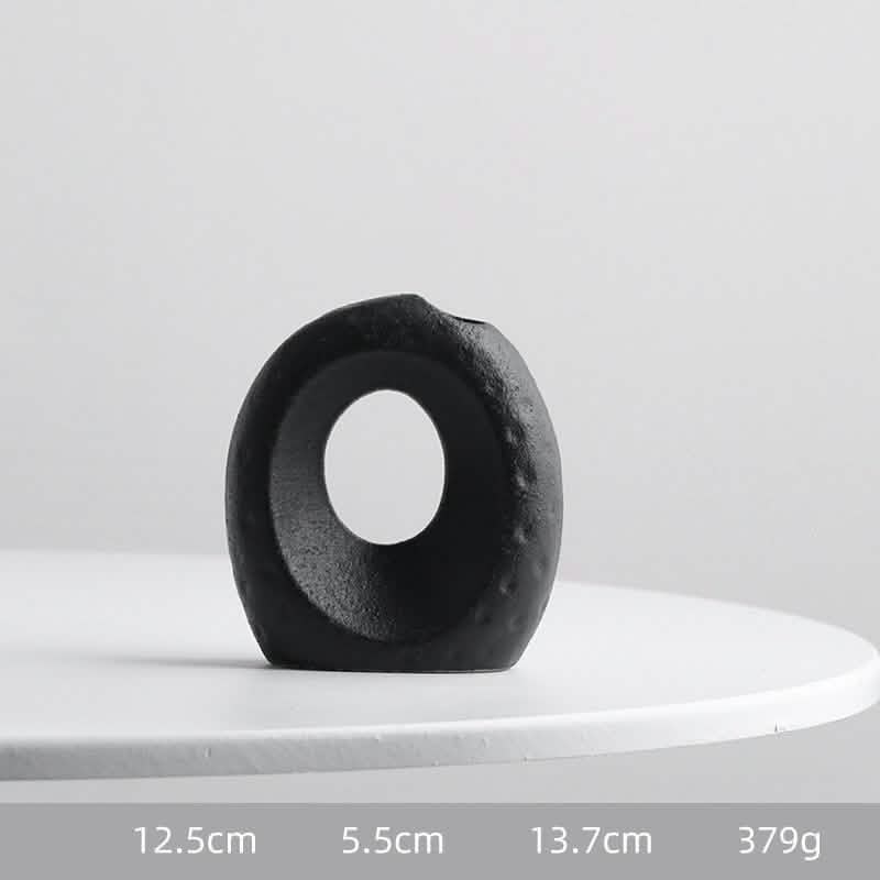 Modern Nordic Ceramic Vase – Minimalist Monochrome Porcelain Flower Arrangement Ornaments - Small circular imperfection - 