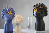 Modern Nordic Flower Head Sculpture – Handmade Resin Art - Trio Set - 