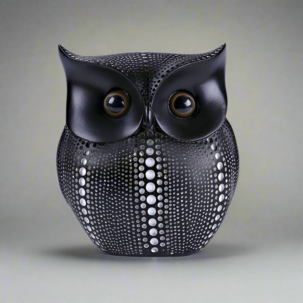 Modern Owl Resin Figurines – Symbol of Wisdom & Home Charm - Black - 