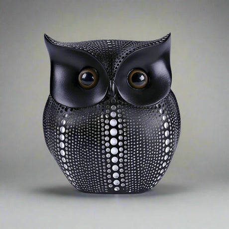 Modern Owl Resin Figurines – Symbol of Wisdom & Home Charm - Black - 
