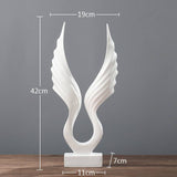 Modern Resin Angel Wing Sculptures – Elegant Home Décor Ornaments - White Angel Wing Sculpture (Curved Design) - 