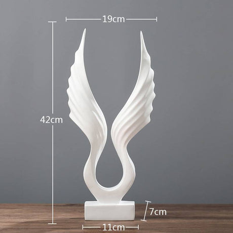 Modern Resin Angel Wing Sculptures – Elegant Home Décor Ornaments - White Angel Wing Sculpture (Curved Design) - 