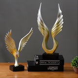 Modern Resin Angel Wing Sculptures – Elegant Home Décor Ornaments - Black Angel Wing Sculpture (Uplifted Design) - 