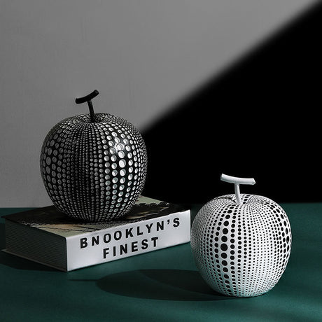Modern Resin Apple & Pear Ornaments – Minimalist Decorative Sculptures - Minimalist White Apple (Low Model) - 