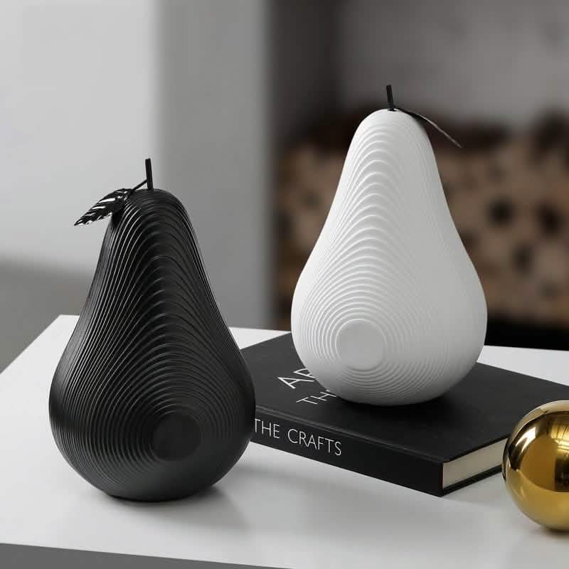 Modern Resin Apple & Pear Ornaments – Minimalist Decorative Sculptures - Minimalist White Apple (Low Model) - 