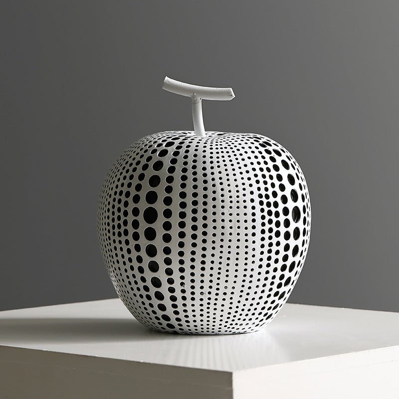 Modern Resin Apple & Pear Ornaments – Minimalist Decorative Sculptures - Minimalist White Apple (Low Model) - 