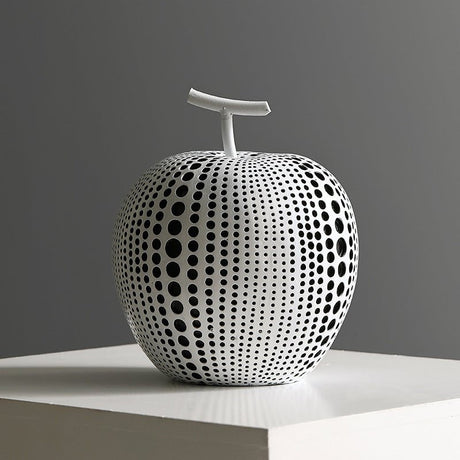 Modern Resin Apple & Pear Ornaments – Minimalist Decorative Sculptures - Minimalist White Apple (Low Model) - 