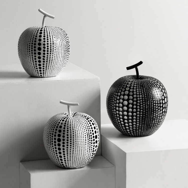 Modern Resin Apple & Pear Ornaments – Minimalist Decorative Sculptures - Minimalist White Apple (Low Model) - 