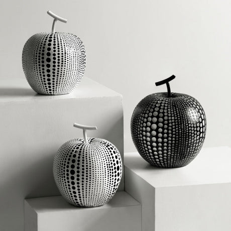 Modern Resin Apple & Pear Ornaments – Minimalist Decorative Sculptures - Minimalist White Apple (Low Model) - 