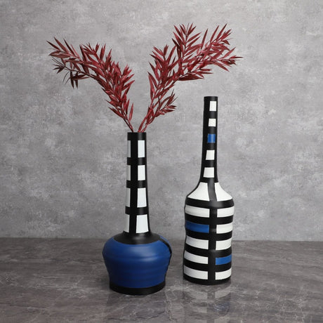 Modern Resin Painted Grid Vase – Geometric Decorative Home Ornament - Tall Grid Vase – 37 cm - 