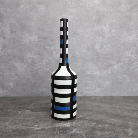 Modern Resin Painted Grid Vase – Geometric Decorative Home Ornament - Tall Grid Vase – 37 cm - 