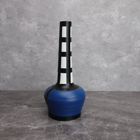 Modern Resin Painted Grid Vase – Geometric Decorative Home Ornament - Round Grid Vase – 30 cm - 
