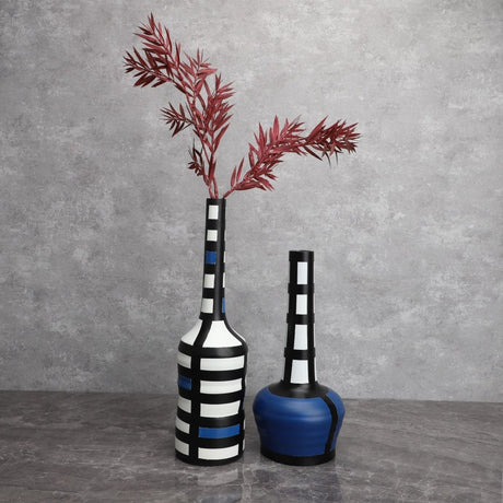 Modern Resin Painted Grid Vase – Geometric Decorative Home Ornament - Tall Grid Vase – 37 cm - 