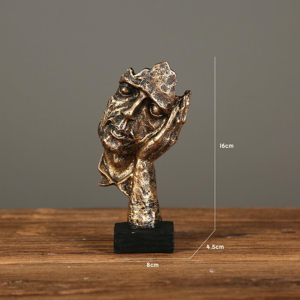 Modern Resin Thinker Sculptures – See No Evil, Hear No Evil, Speak No Evil Figurines - Gold doesn't listen - 