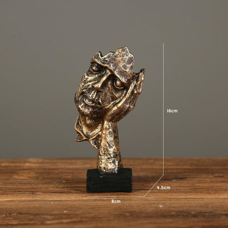 Modern Resin Thinker Sculptures – See No Evil, Hear No Evil, Speak No Evil Figurines - Gold doesn't listen - 