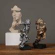 Modern Resin Thinker Sculptures – See No Evil, Hear No Evil, Speak No Evil Figurines - Gold doesn't listen - 