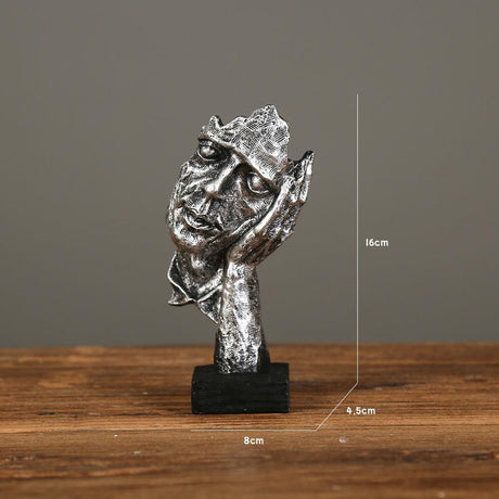 Modern Resin Thinker Sculptures – See No Evil, Hear No Evil, Speak No Evil Figurines - Silver doesn't listen - 