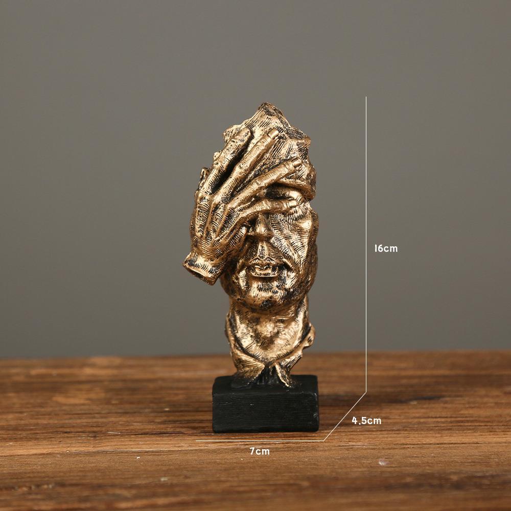 Modern Resin Thinker Sculptures – See No Evil, Hear No Evil, Speak No Evil Figurines - Gold doesn't look - 