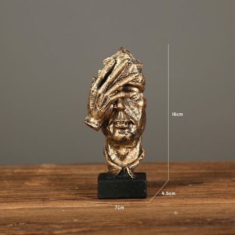 Modern Resin Thinker Sculptures – See No Evil, Hear No Evil, Speak No Evil Figurines - Gold doesn't look - 