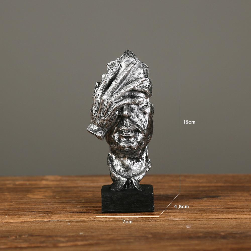 Modern Resin Thinker Sculptures – See No Evil, Hear No Evil, Speak No Evil Figurines - Silver doesn't look - 