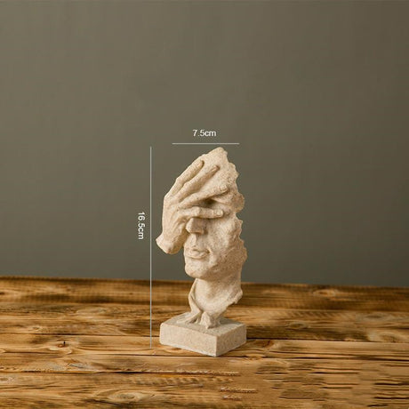 Modern Resin Thinker Sculptures – See No Evil, Hear No Evil, Speak No Evil Figurines - Sandstone doesn't look - 