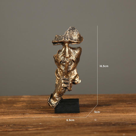 Modern Resin Thinker Sculptures – See No Evil, Hear No Evil, Speak No Evil Figurines - Gold doesn't say - 