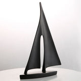 Modern Sailboat Sculpture – Abstract Resin Yacht Decor - Black - 