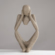 Modern Sandstone - Style Resin Abstract Sculpture – Minimalist Home Ornament - 12x10x24cm - Reflective Pose Sandstone Sculpture - 