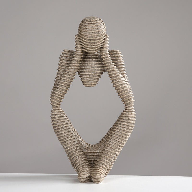 Modern Sandstone - Style Resin Abstract Sculpture – Minimalist Home Ornament - 12x10x24cm - Reflective Pose Sandstone Sculpture - 