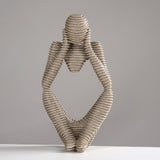 Modern Sandstone - Style Resin Abstract Sculpture – Minimalist Home Ornament - 12x10x24cm - Reflective Pose Sandstone Sculpture - 