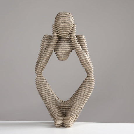 Modern Sandstone - Style Resin Abstract Sculpture – Minimalist Home Ornament - 12x10x24cm - Reflective Pose Sandstone Sculpture - 