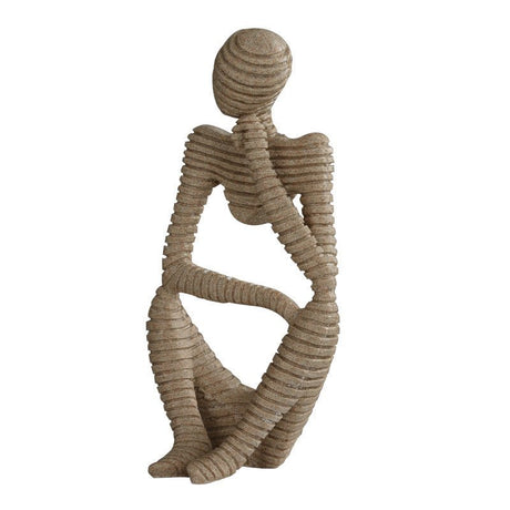 Modern Sandstone - Style Resin Abstract Sculpture – Minimalist Home Ornament - 12x10x24cm - Contemplative Pose Sandstone Sculpture - 