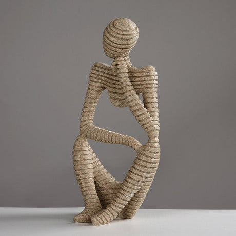Modern Sandstone - Style Resin Abstract Sculpture – Minimalist Home Ornament - 12x10x24cm - Reflective Pose Sandstone Sculpture - 