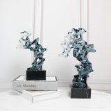 Modern Taihu Lake Stone Resin Sculpture – Transparent Blue & Smoky Gray - Blue Green Large - 