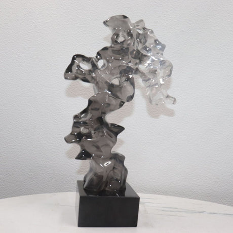 Modern Taihu Lake Stone Resin Sculpture – Transparent Blue & Smoky Gray - Smoky Gray Large Size - 