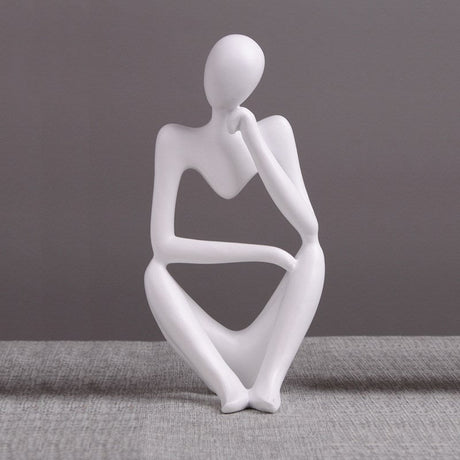Modern Thinker Abstract Resin Sculptures – Set of 3 Minimalist Figurines | Resin Statue Home Crafts Home Decoration Modern Figurines For Interior - Black - 001 - 