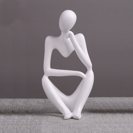 Modern Thinker Abstract Resin Sculptures – Set of 3 Minimalist Figurines | Resin Statue Home Crafts Home Decoration Modern Figurines For Interior - White - 002 - 