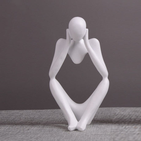 Modern Thinker Abstract Resin Sculptures – Set of 3 Minimalist Figurines | Resin Statue Home Crafts Home Decoration Modern Figurines For Interior - Black - 001 - 