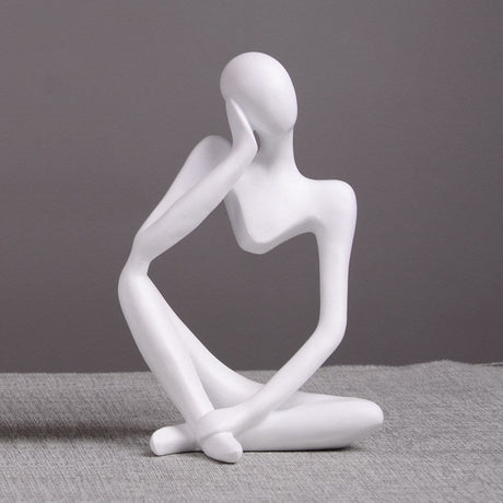 Modern Thinker Abstract Resin Sculptures – Set of 3 Minimalist Figurines | Resin Statue Home Crafts Home Decoration Modern Figurines For Interior - Black - 001 - 