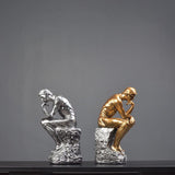 Modern Thinker Sculpture – Gold, Silver & Stone Finish - Gold - 