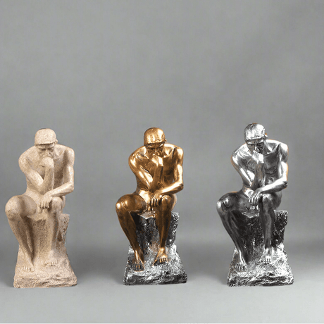 Modern Thinker Sculpture – Gold, Silver & Stone Finish - Gold - 
