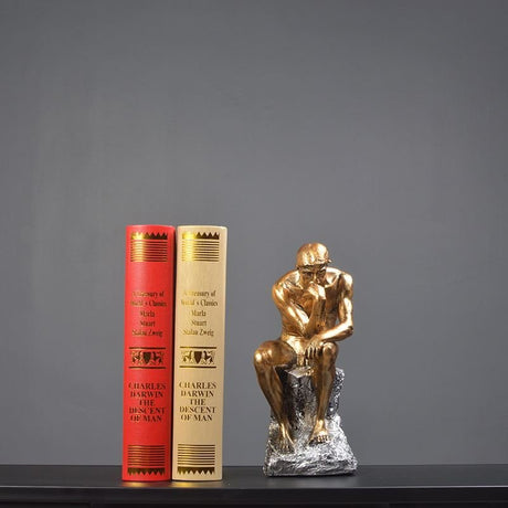 Modern Thinker Sculpture – Gold, Silver & Stone Finish - Gold - 