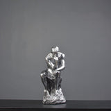 Modern Thinker Sculpture – Gold, Silver & Stone Finish - Silver - 