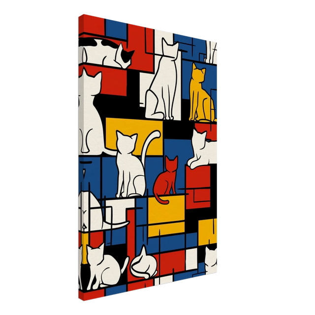 MondriCats – A Purrfect Balance | Wall art print - Canvas - 50x75 cm / 20x30″ - 