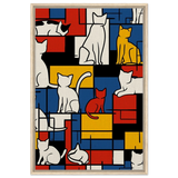 MondriCats – A Purrfect Balance | Wall art print - Framed Canvas - 60x90 cm / 24x36″ - Wood frame
