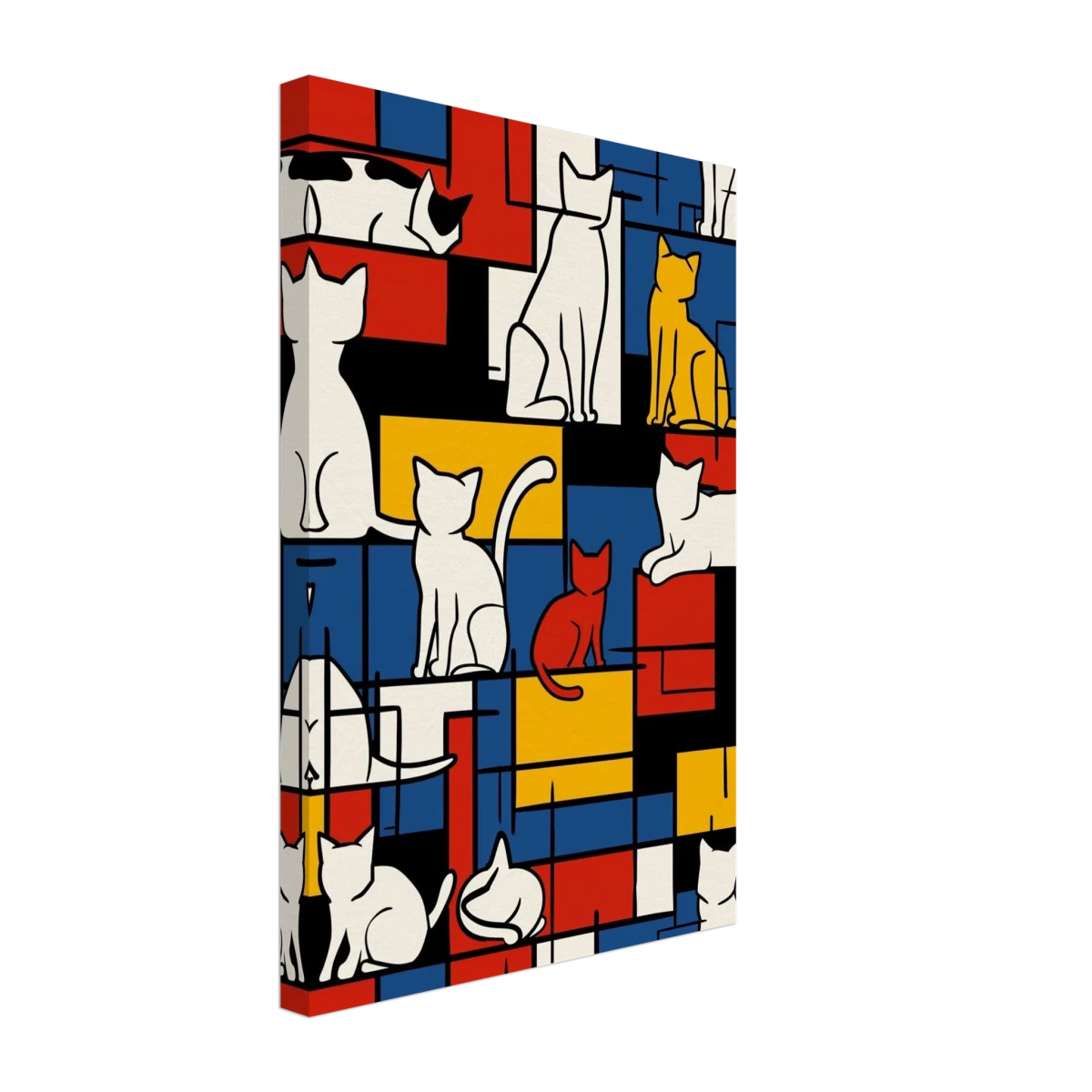 MondriCats – A Purrfect Balance | Wall art print - Canvas - 30x45 cm / 12x18″ - 
