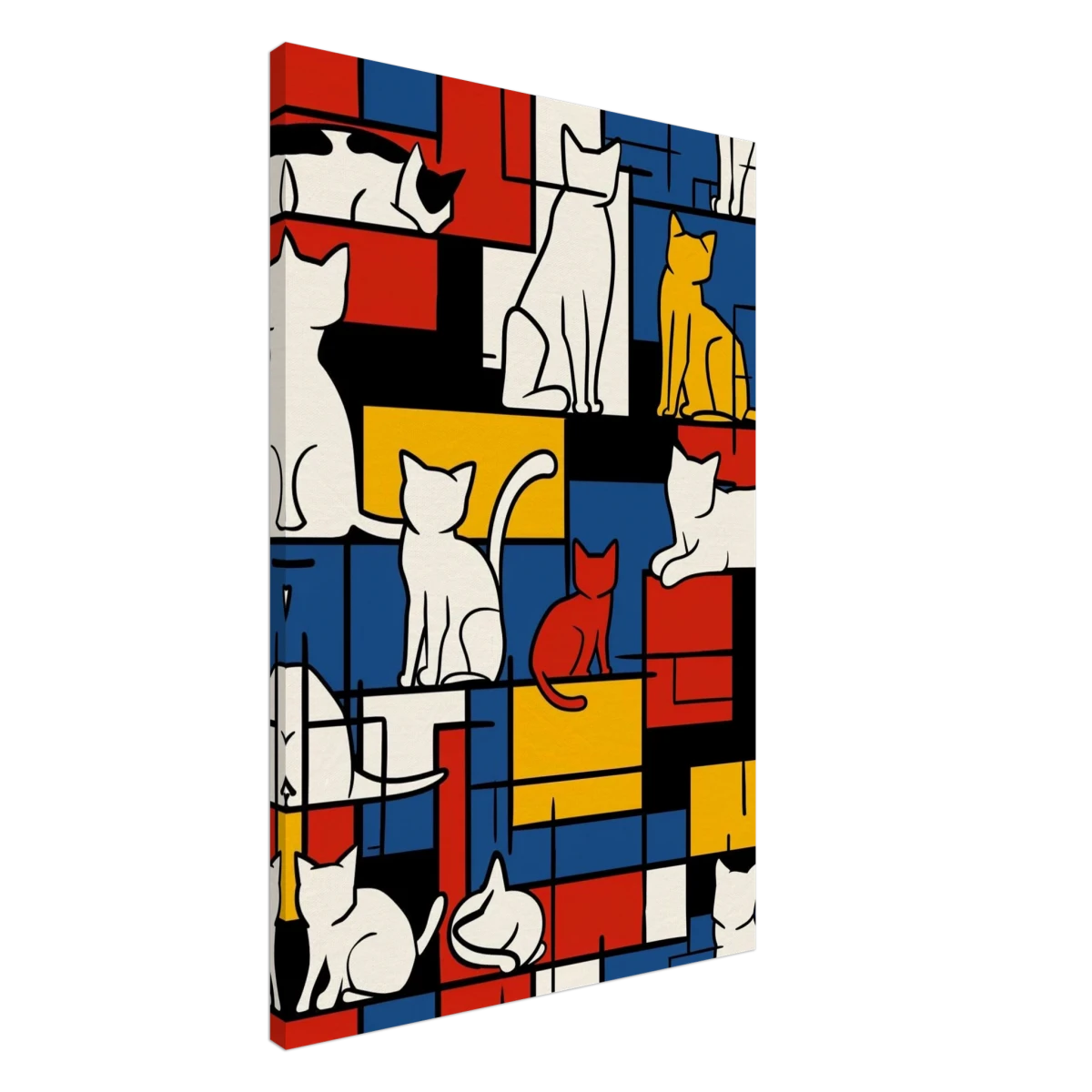 MondriCats – A Purrfect Balance | Wall art print - Canvas - 60x90 cm / 24x36″ - 