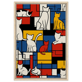 MondriCats – A Purrfect Balance | Wall art print - Framed Canvas - 50x75 cm / 20x30″ - Wood frame