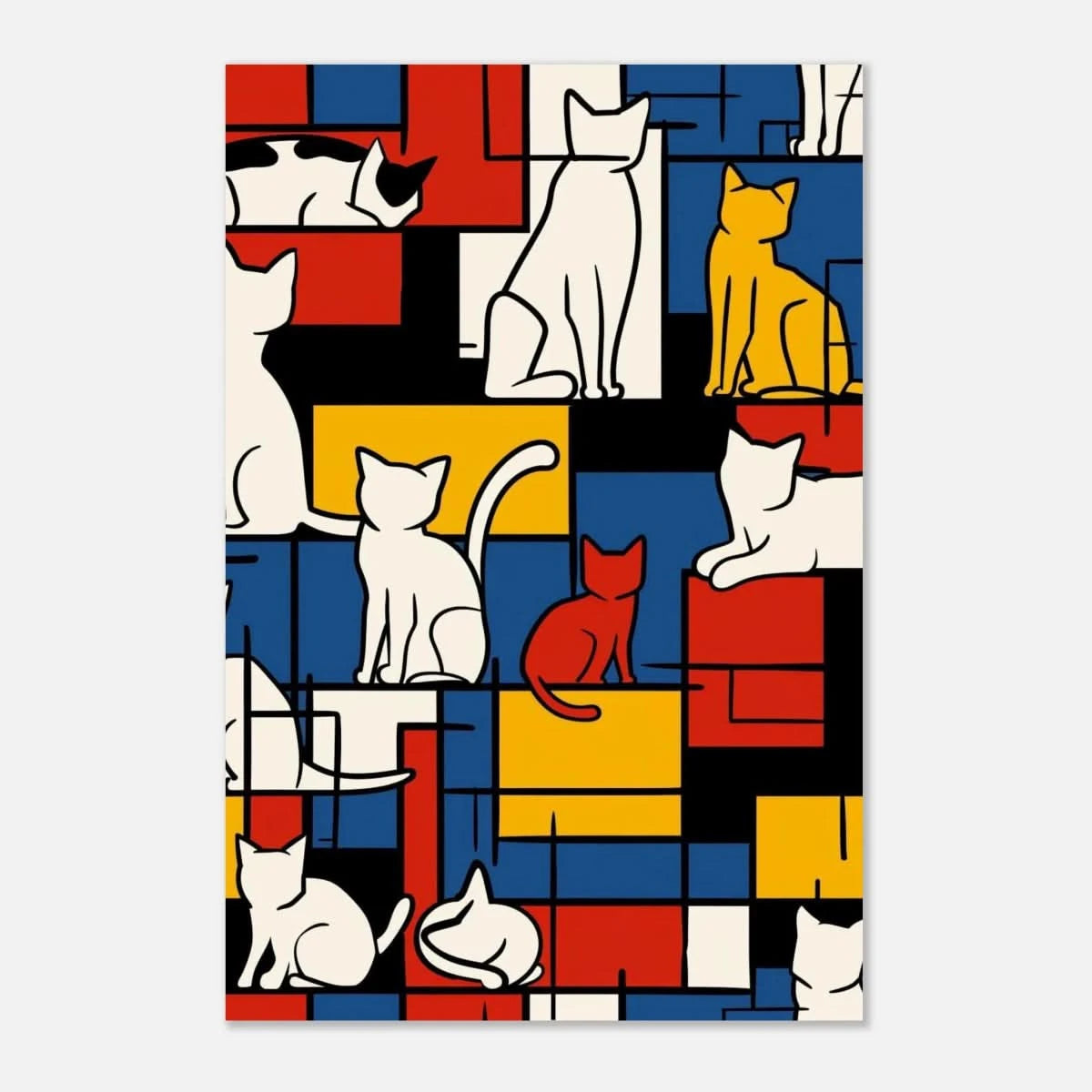 MondriCats – A Purrfect Balance | Wall art print - Aluminum Print - 20x30 cm / 8x12″ - 