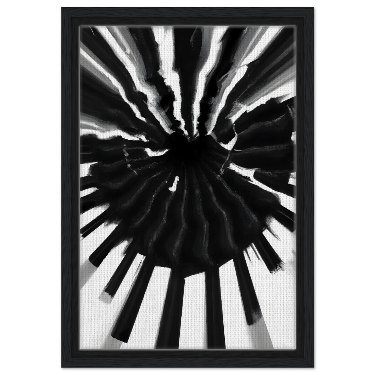 Monochrome Pulse | Modern Abstract Expressionist Wall art Print - Framed Canvas - 30x45 cm / 12x18″ - Black frame